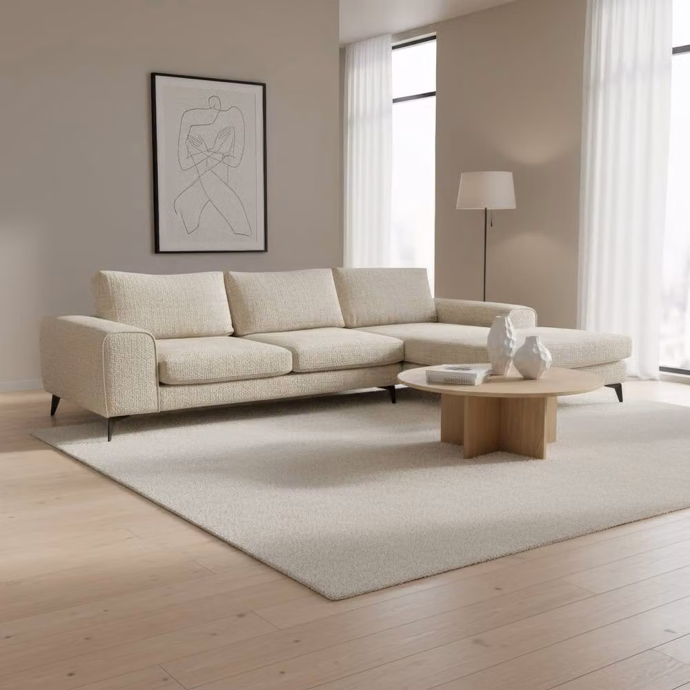 Abakus Direct Venice L-Shaped Corner Sofa in Beige, Right Hand Facing – 2
