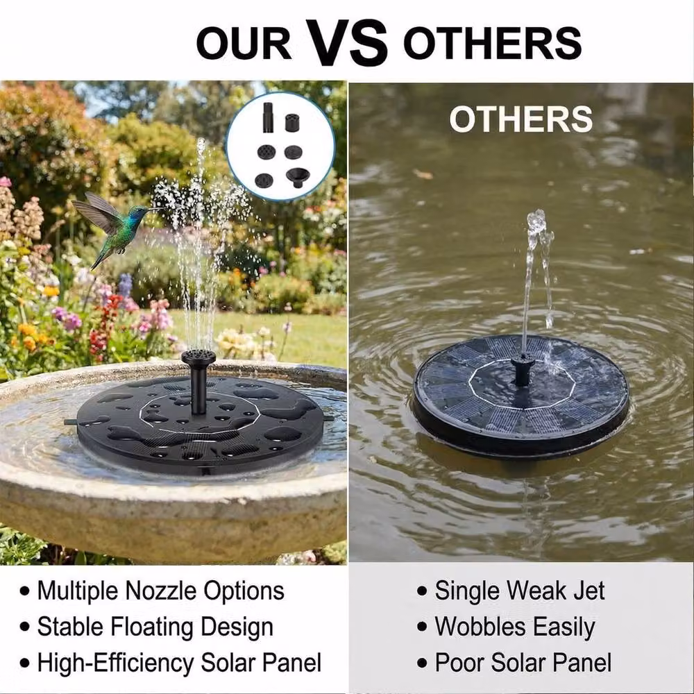 EONLION Black Solar Powered Floating Fountain Pump – 3