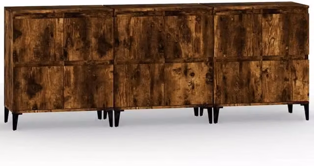Berkfield Home Set of 3 Smoked Oak Sideboards in Brown, W/D/H: 60 x 35 x 70 cm – 1