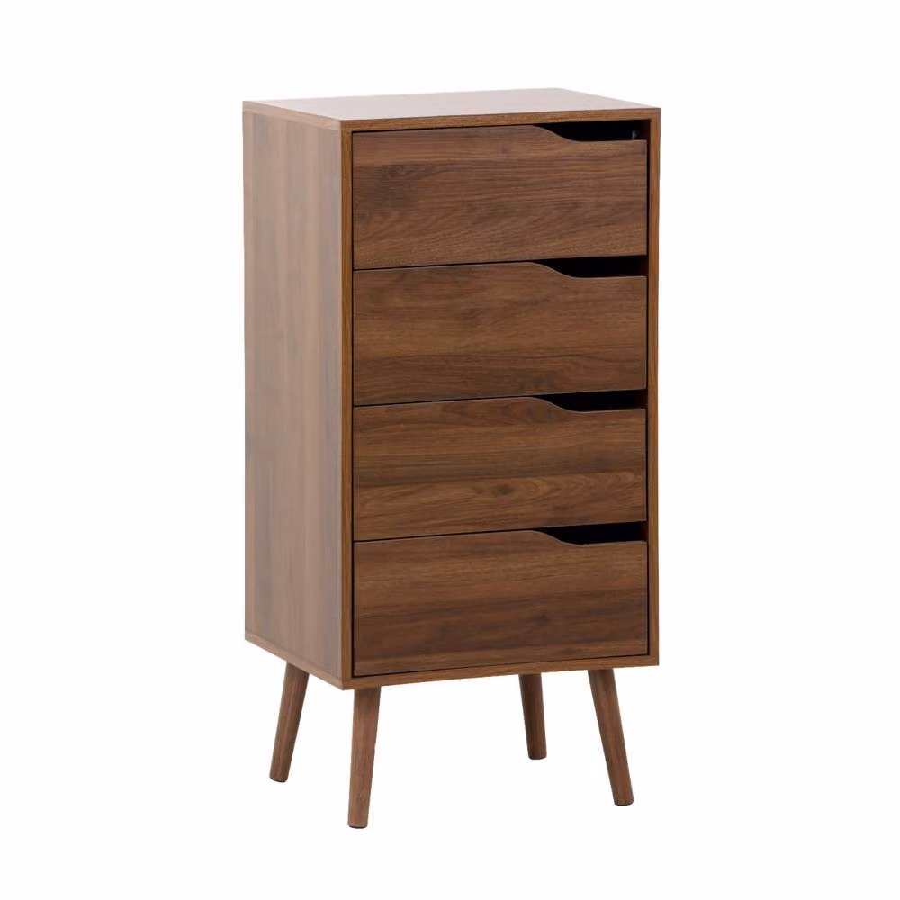 Sweekeek Tall 4-Drawer Chest of Drawers in Dark Brown Wood Finish – 2