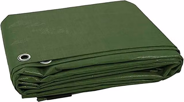 KAV Heavy Duty Waterproof Tarpaulin with Eyelets, Green, W: 4.80 m, D: 3.60 m – 6