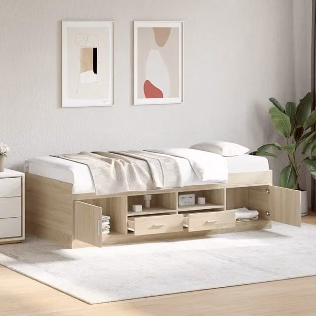 Berkfield Home Sonoma Oak Daybed with Drawers in Brown, W/D/H: 190 x 75 x 75 cm – 1