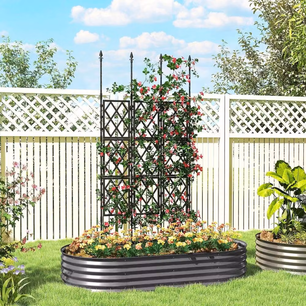NESTLUNE Foldable Garden Trellis Lattice Climbing Support in Black, W/H: 15 x 100 cm – 3