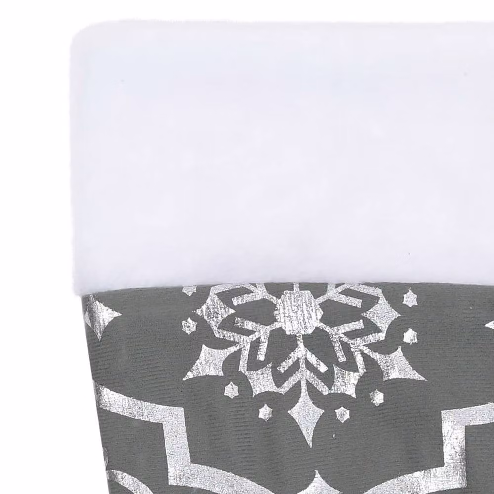 Berkfield Home Luxury Christmas Tree Skirt with Sock in Grey, 150 cm – 5
