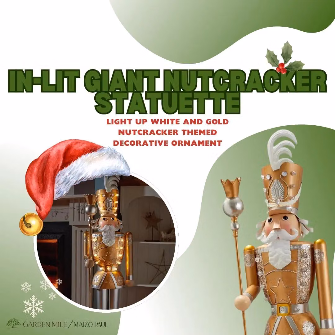 Marco Paul Gold and White Nutcracker Soldier Statue with LED Lights, Height: 120 cm – 4