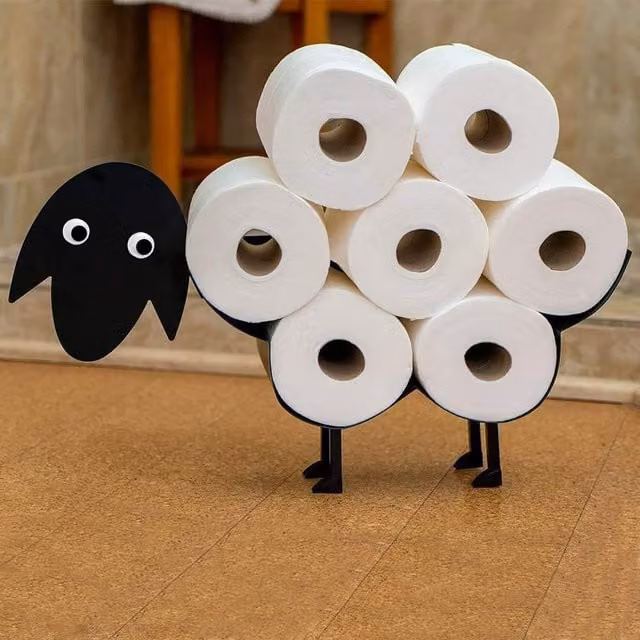 Marco Paul Sheep Design Black Metal Freestanding Toilet Roll Holder