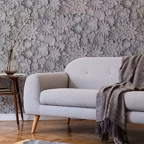 Fine Decor 3D Floral White Washable Botanical Paper Wallpaper – 2