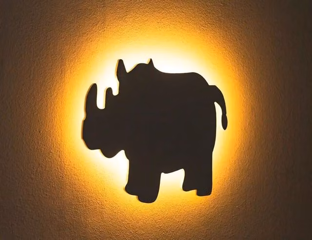 Marco Paul Rhino LED Wall Night Light for Childrens Nursery in White and Wood – 1