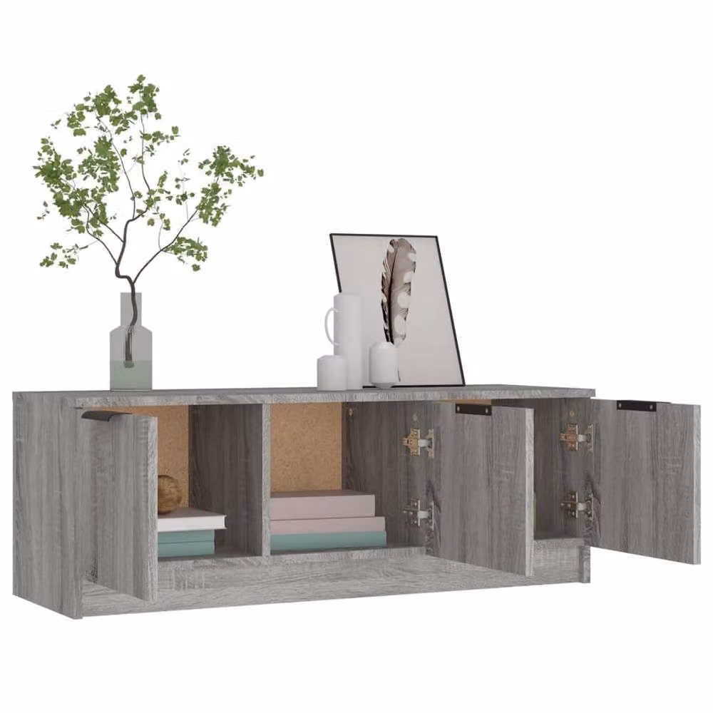 Berkfield Home Grey Sonoma TV Cabinet in Engineered Wood W/D/H: 102 x 35 x 36.5 cm – 2