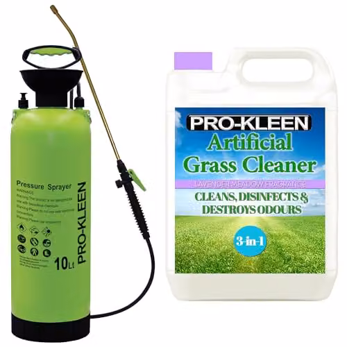Pro-Kleen Artificial Grass Cleaner and Disinfectant Lavender 5L with 10L Manual Pressure Sprayer