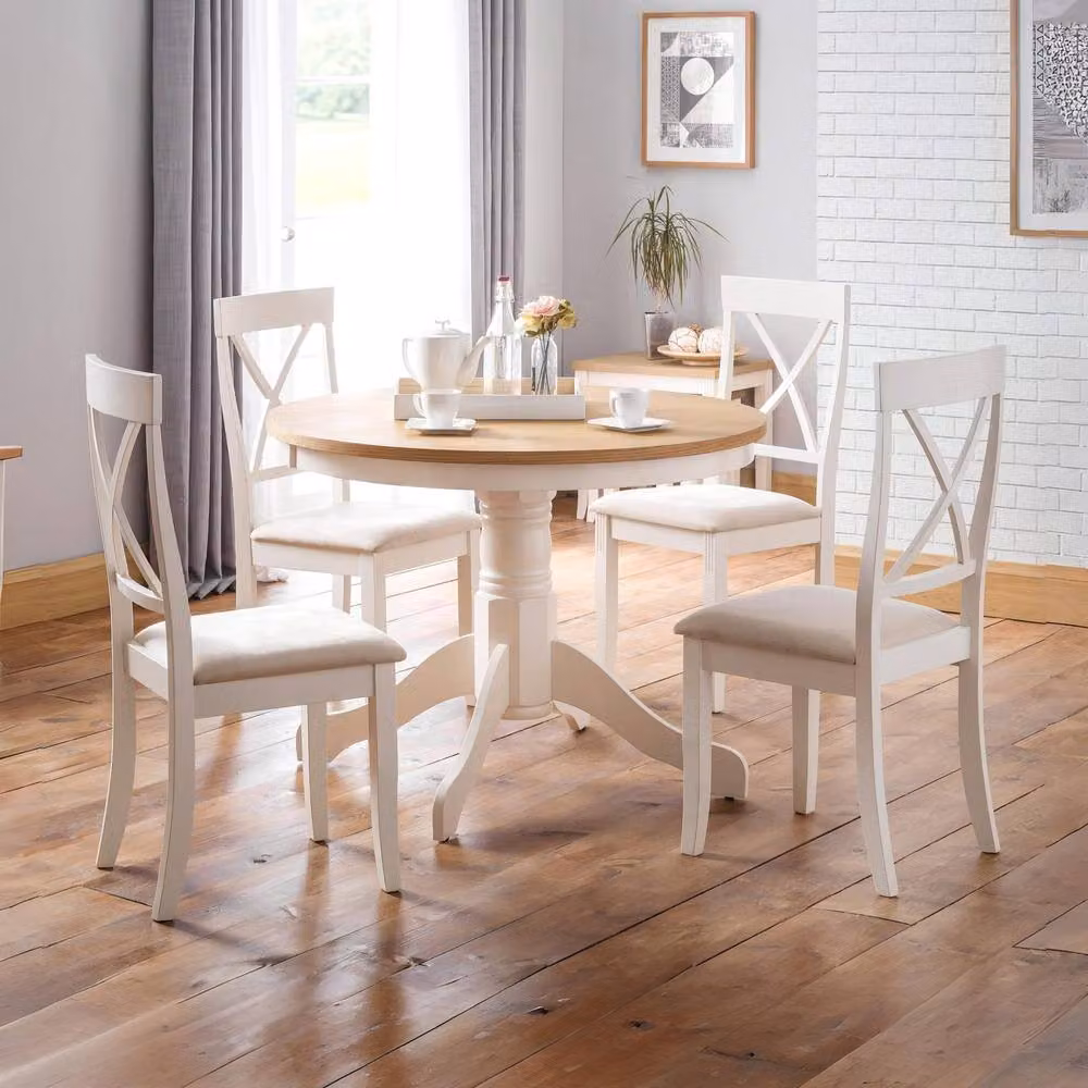 Cheshire Bromley Elegant Dining Chairs - Set of 2 in Beige and White Fabric – 3