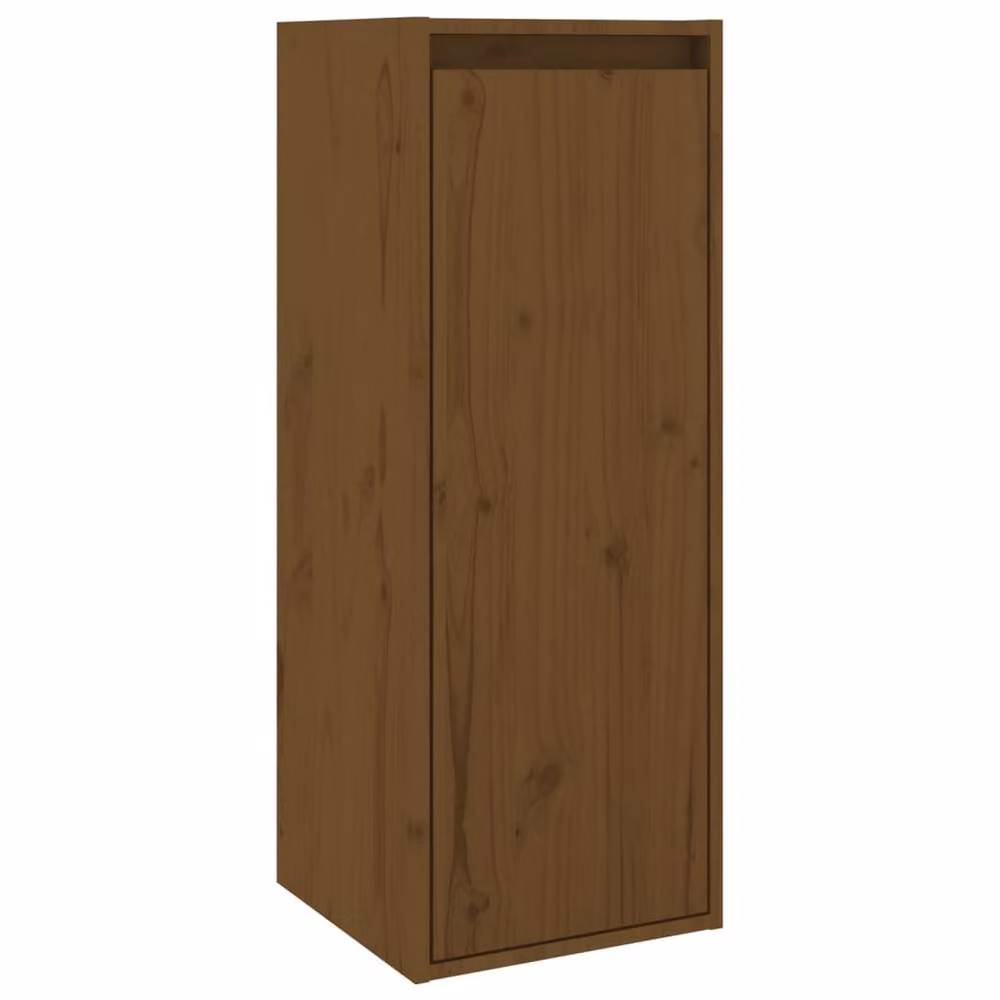 Berkfield Home Set of 2 Wall Mounted Solid Wood Pine Cabinets in Honey Brown, W/D/H: 30 x 30 x 80 cm – 4