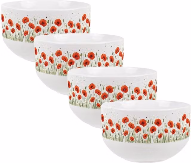 Purely Home Summer Poppies Floral Ceramic Cereal Bowl in Red