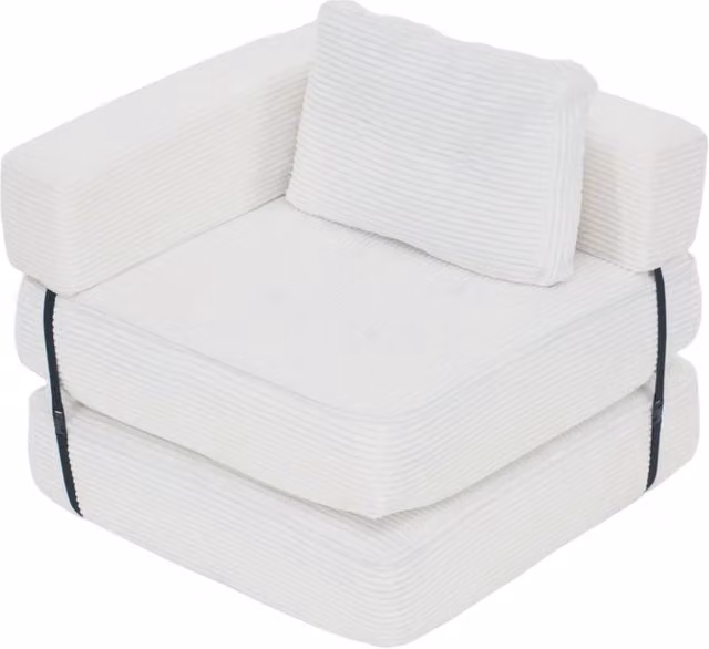 Garden Sanctuary Modern White Upholstered Folding Sofa Bed with Pillow