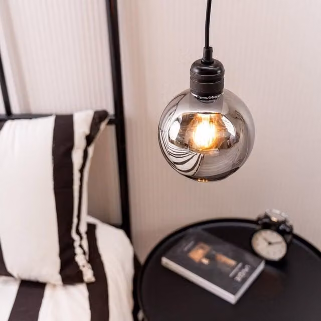 ValueLights Modern Sphere Glass Ceiling Light Shade in Grey with 4W Warm White LED Bulb, Width: 15.24 cm