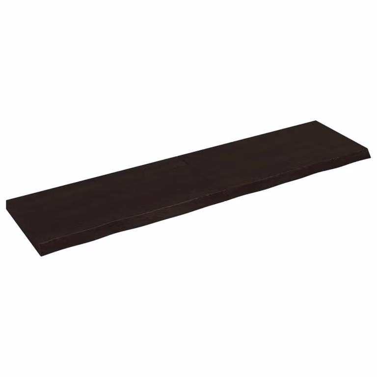 Berkfield Home Live Edge Bathroom Countertop, Treated Solid Wood, Dark Brown and Grey, W: 200 cm, D: 50 cm, H: 2-6 cm