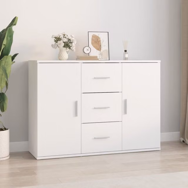 Berkfield Home White Minimalist Sideboard, W/D/H: 91 x 29.5 x 65 cm