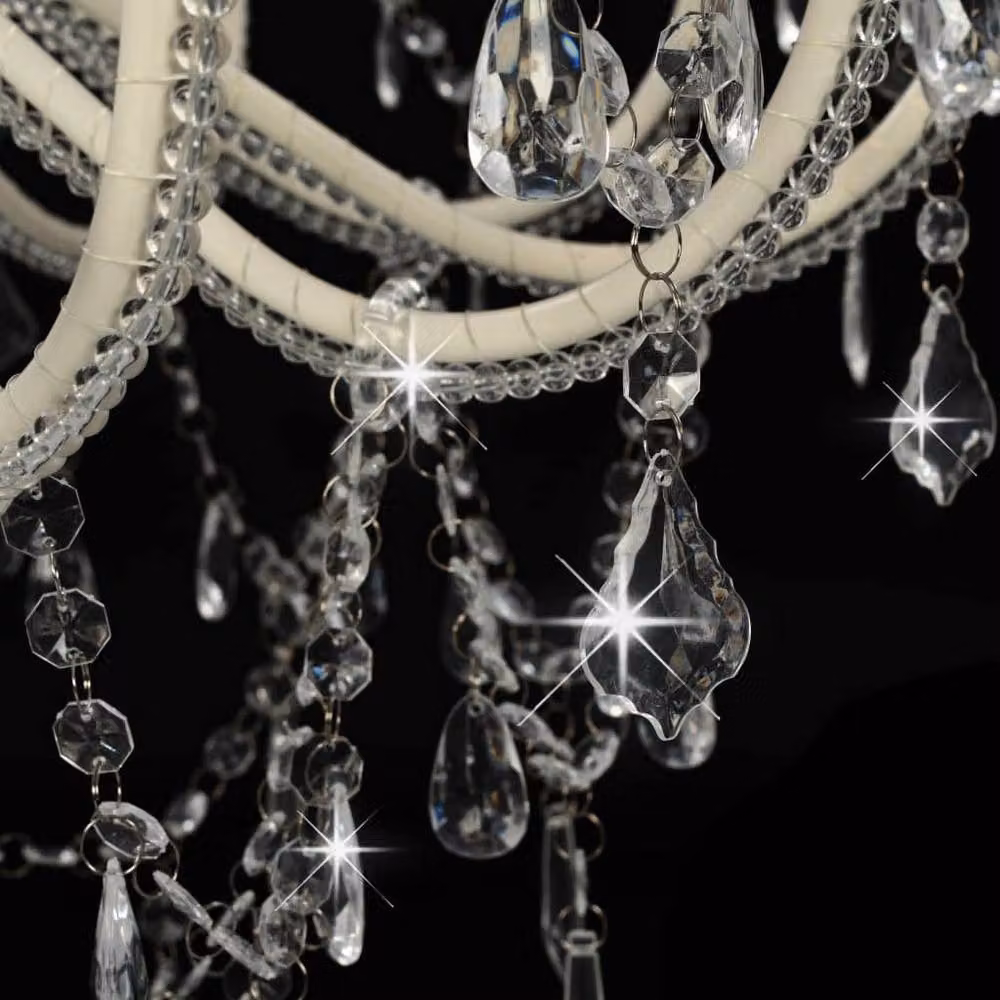 Berkfield Home White Crystal and Metal Suspended Chandelier with 12 x E14 Bulbs – 3