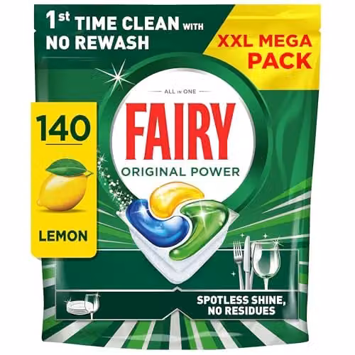 Fairy Original Power Dishwasher Tablets Lemon, 140 Capsules