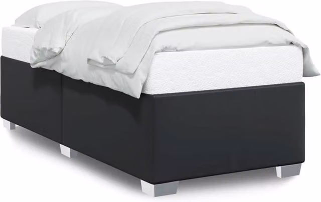 Berkfield Home Single Upholstered Bed Frame in Black Faux Leather with Lift Up Base, W/D/H: 90 x 190 cm – 1