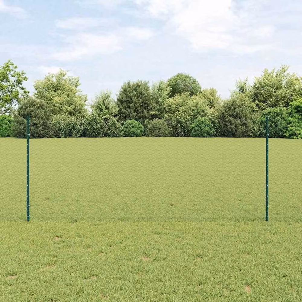 Berkfield Home 11-Piece Green Steel U-Channel Fence Posts, Height: 100 cm – 2
