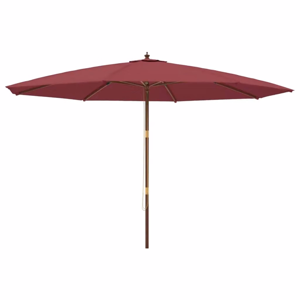 Berkfield Home Garden Parasol with Wooden Pole in Red, W: 400 cm, H: 273 cm – 2