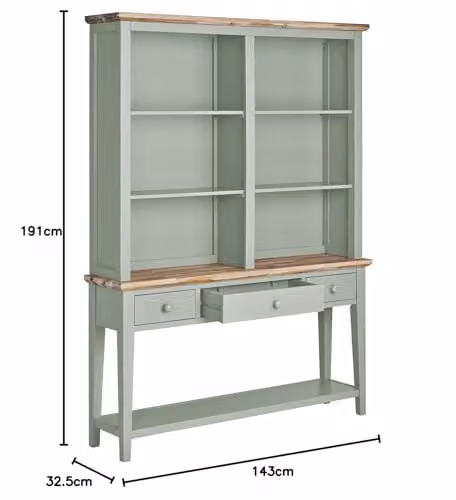Statement Furniture Florence Console Table and Hutch with Shelves in Green – 2