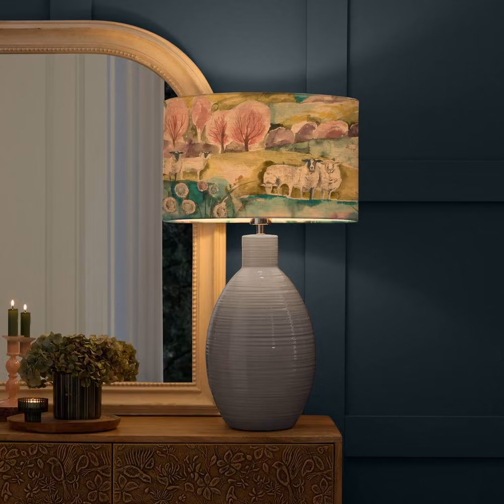 Voyage Maison Epona Ceramic Table Lamp with Buttermere Eva Blue Fabric Cylinder Lampshade – 3