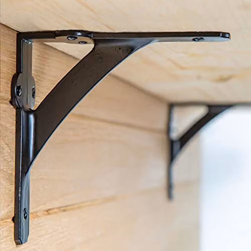 Hammer and Tongs Matt Black Iron Shelf Bracket, Pack of 2, Diameter: 150 mm – 3