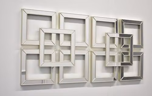 DEENZ Art Deco Gold Geometric Wall Mounted Mirror, W: 40 cm x H: 40 cm