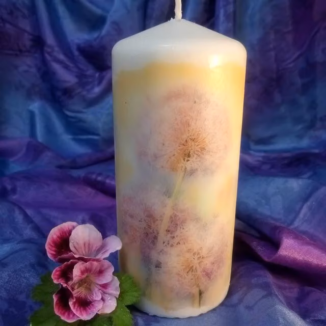 Viki Dandelion Pillar Candle, White