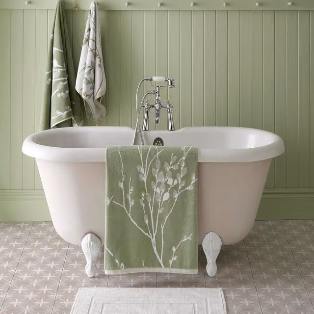 Laura Ashley Pussy Willow Towel Hedgerow Green Cotton Floral