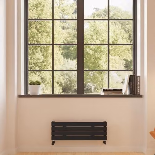 UK Radiators Typhoon Axis Black Horizontal Designer Single Panel Radiator, W: 80 cm, H: 27.2 cm – 3