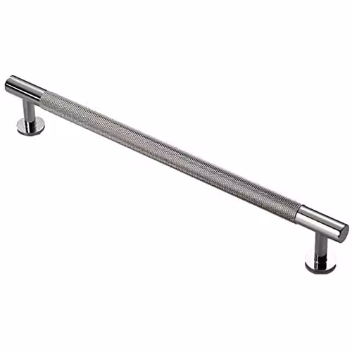 Loops Knurled Bar Door Pull Handle in Polished Chrome, W: 27.4 cm, D: 1.3 cm, H: 1.3 cm