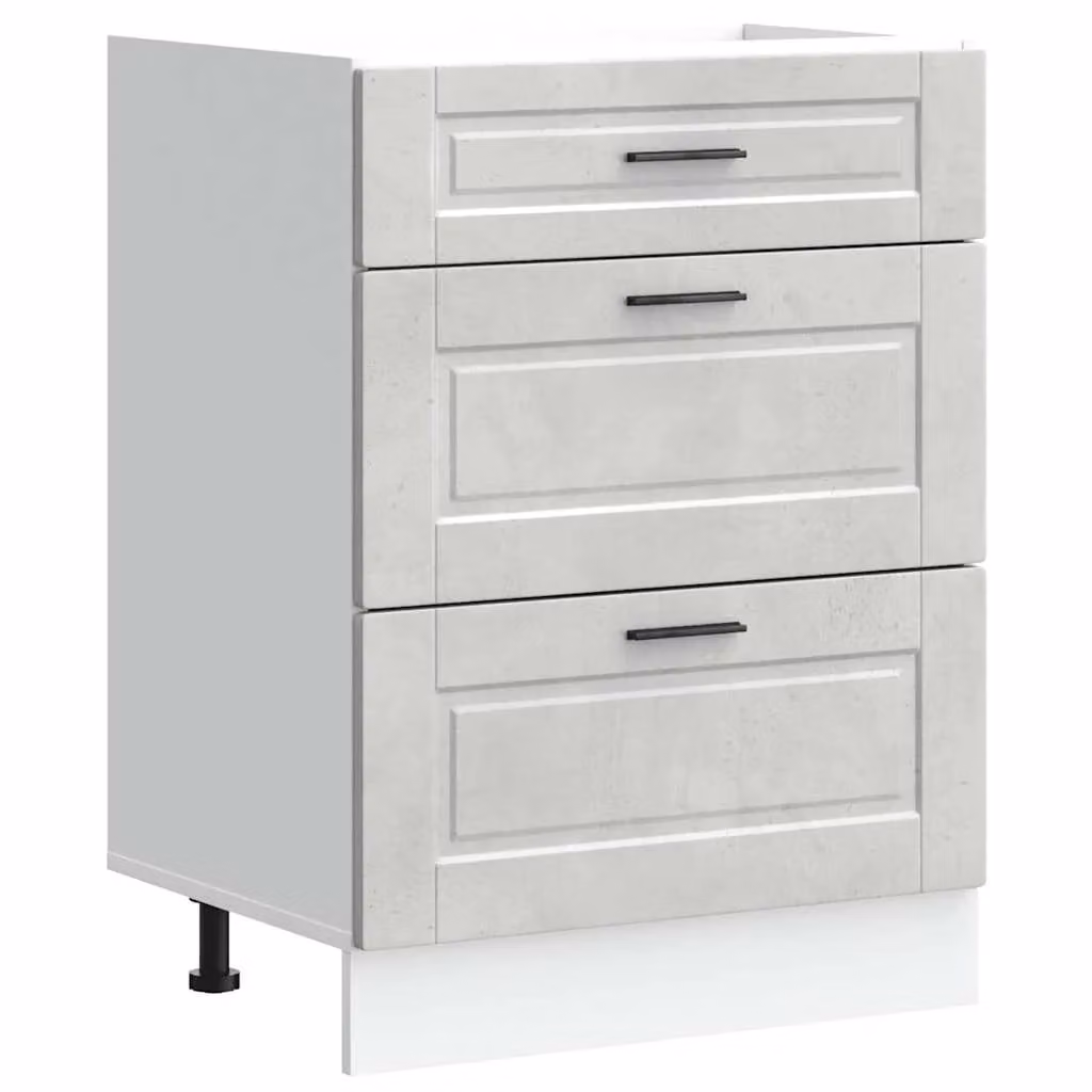 Berkfield Home Porto Modern Kitchen Base Cabinet in Matt Concrete Grey Engineered Wood