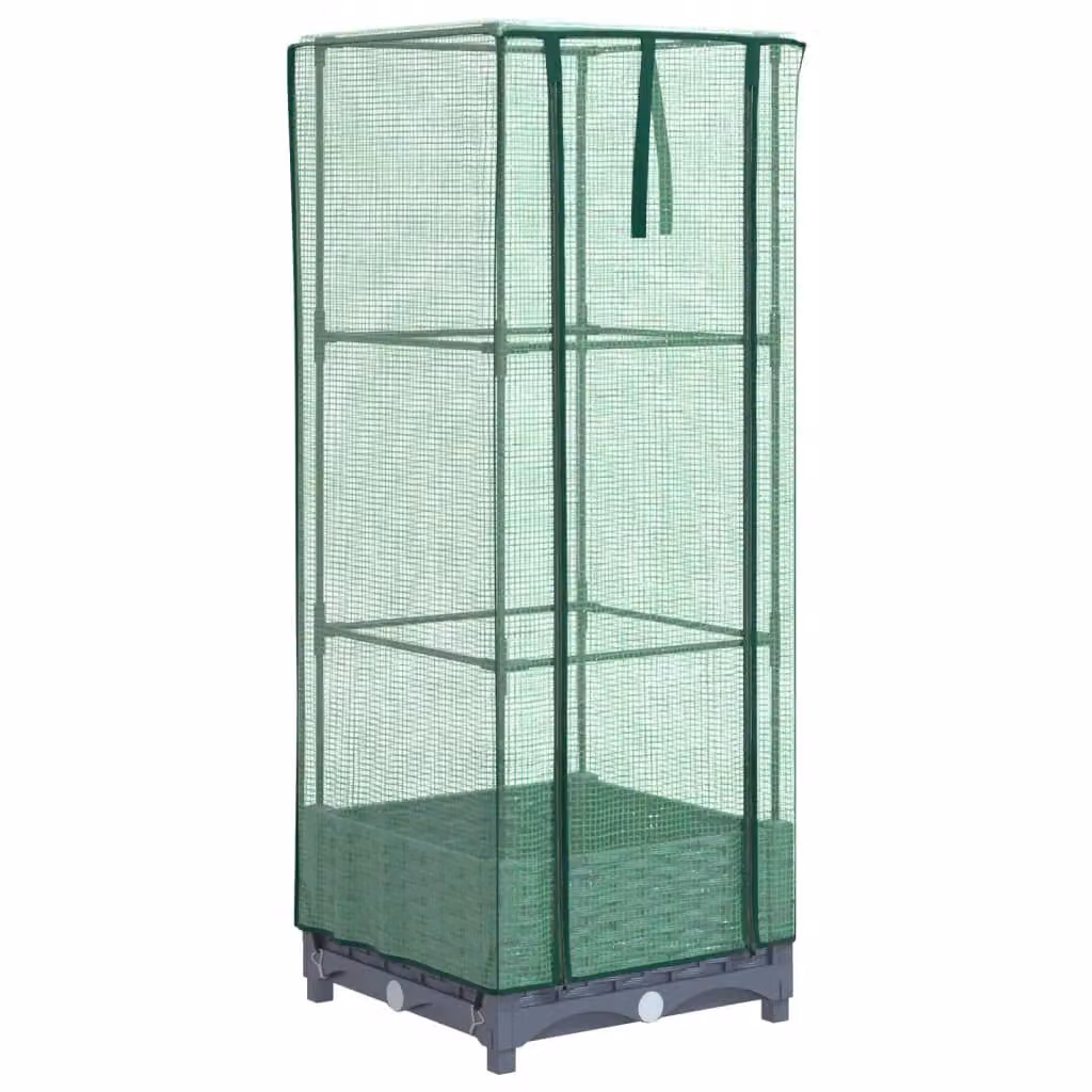 Berkfield Home Raised Bed with Greenhouse Cover in Black Rattan Look, W/D/H: 40 x 40 x 123 cm – 2