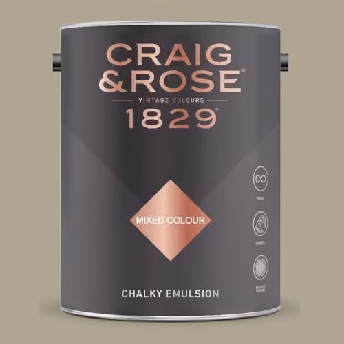 Craig & Rose 1829 Chalky Emulsion Paint Stop in Olive Laque, Matt, Water Based, 5 l – 1