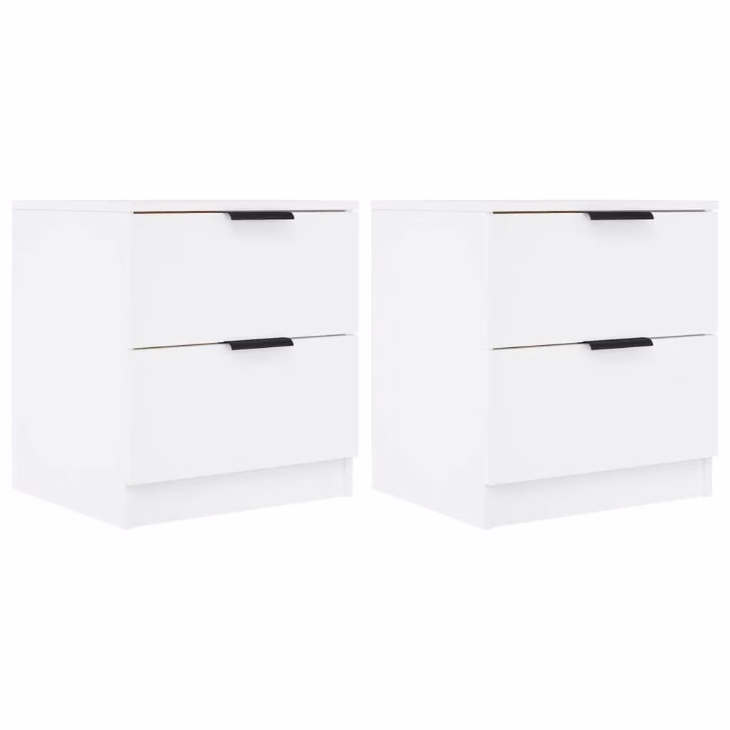 Berkfield Home Set of 2 White Engineered Wood Wall Mounted Bedside Cabinets – 2