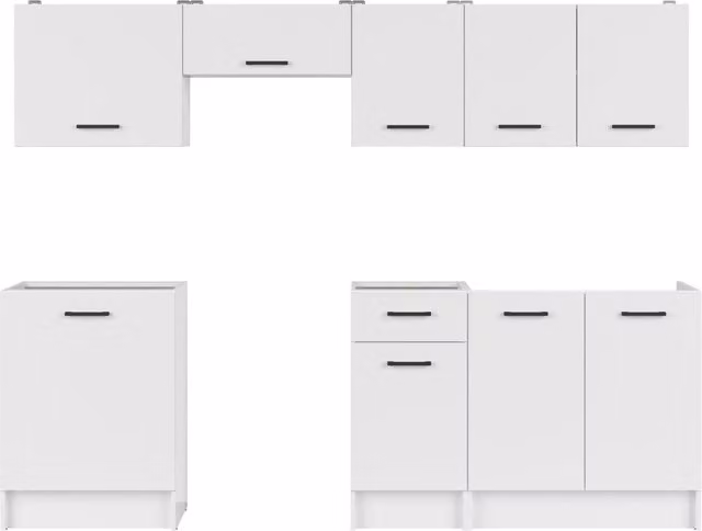 Heze Furniture Sasha 7 Unit Modern Kitchen Cabinet Set in White