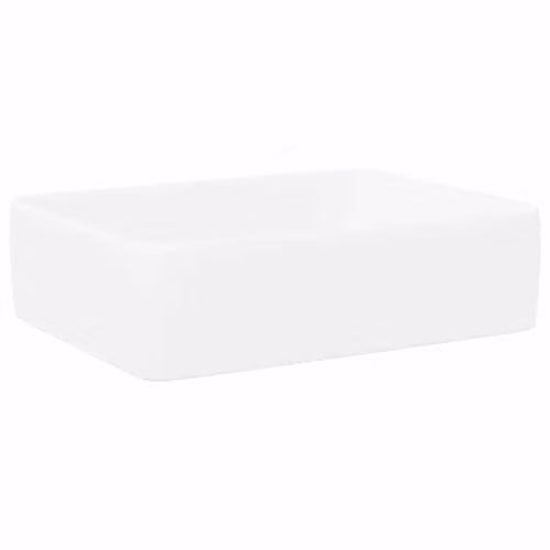 vidaXL White Ceramic Rectangular Countertop Wash Basin W: 48 cm, D: 37 cm, H: 13 cm
