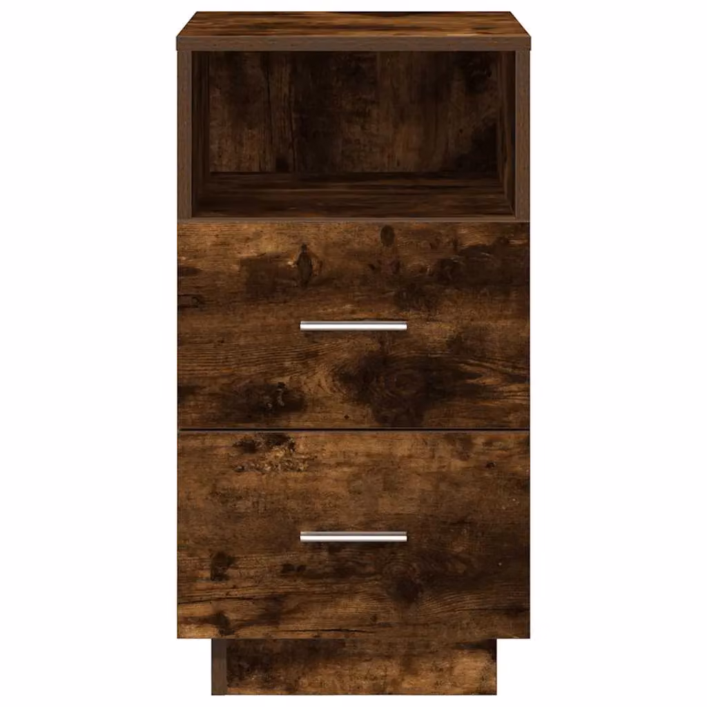 Berkfield Home Set of 2 Smoked Oak Bedside Cabinets with 2 Drawers in Brown, W/D/H: 36 x 36 x 68 cm – 3