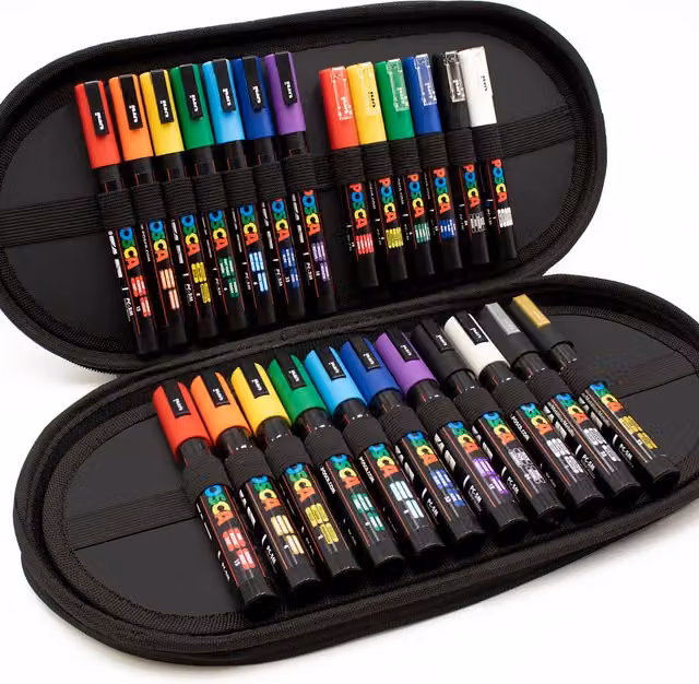 POSCA Paint Marker Art Pen Starter Set with 24 Multicolour Pigment Markers including PC-5M, PC-3M and PC-1M Models