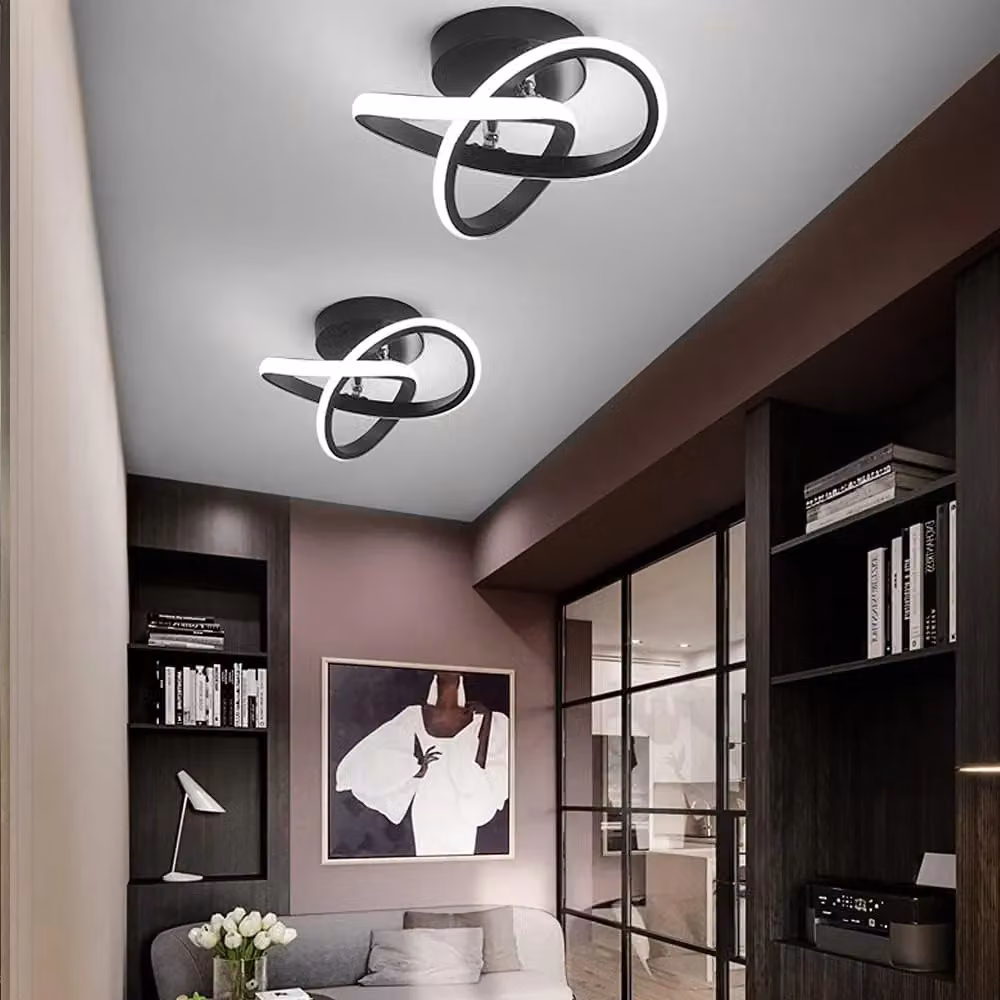 COMELY Modern Clover-Shaped LED Ceiling Light, 22W, 6500K Cool White, Black – 3