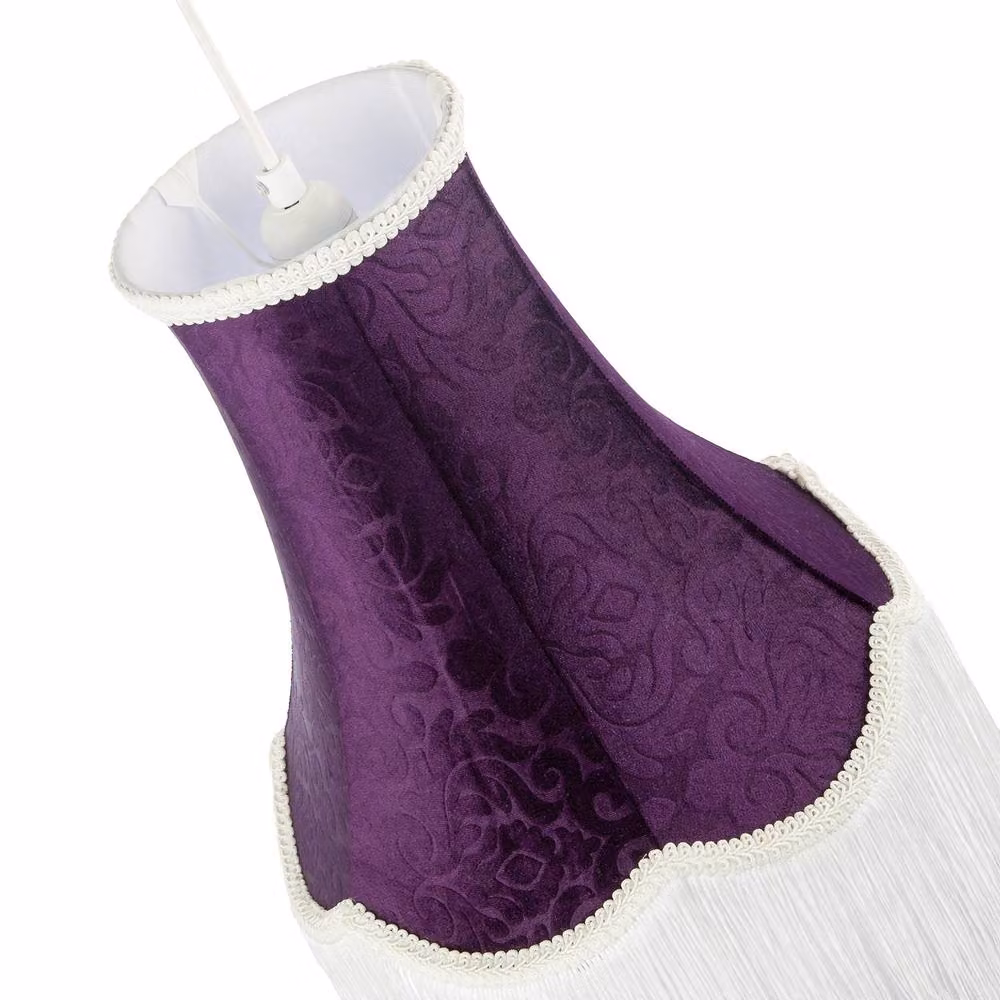 Happy Homewares Victorian Style Vintage Tall Lamp Shade in Purple and White Floral Velvet – 2