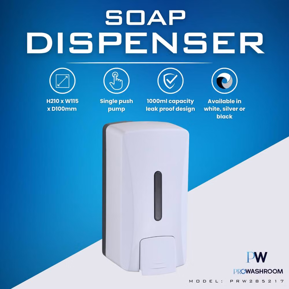 MYLEK ProWashroom Wall Mounted Handwash Soap Dispenser with Pump, White, 1000 ml – 2
