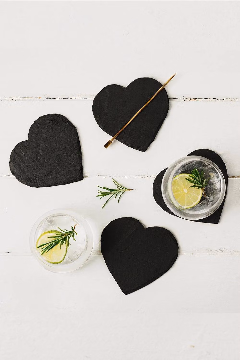 Selbrae House Heart Slate Coasters, Set of 4, Black/Grey – 4