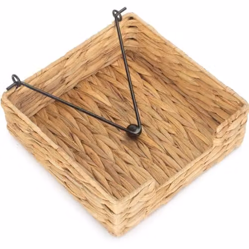 Red Hamper WH025 Water Hyacinth and Metal Napkin Holder in Red, Brown and Beige