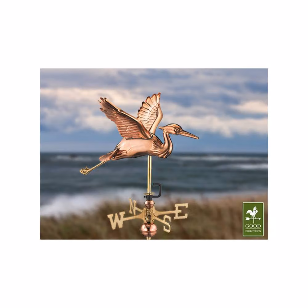 Good Directions Cottage Heron in Flight Copper Weathervane in Bronze, Black and Copper, H54 x W40 x L42 cm – 2