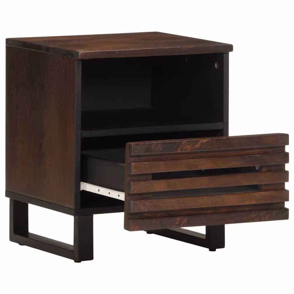 Berkfield Home Set of 2 Solid Mango Wood Bedside Cabinets in Brown, W/D/H: 40 x 33 x 46 cm – 4