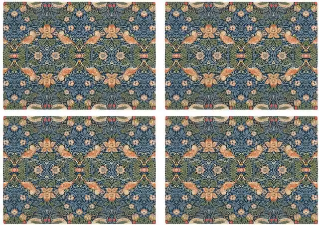 Purely Home Blue Floral Square Glass Placemats, Set of 4